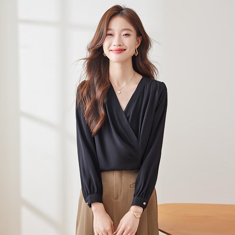 Elegant Women's Long Sleeve V-Neck Blouse
