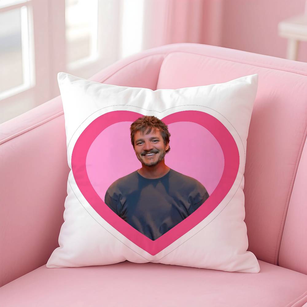 Hot Actor P-Pedro Pascal Pillow Case Anti-Dustmite Pillowcase Invisible Zipper Silky Short Plush Sofa Cushion Cover