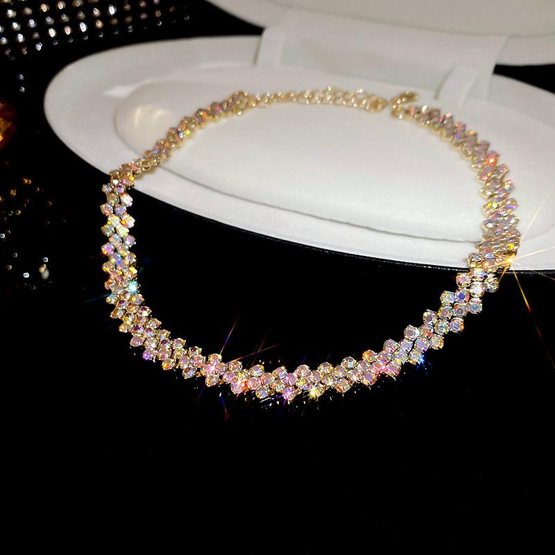 Luxury Shiny Full Rhinestone Choker Necklace for Women Personalized Geometric Crystal Necklaces Wedding Jewelry Party Gifts