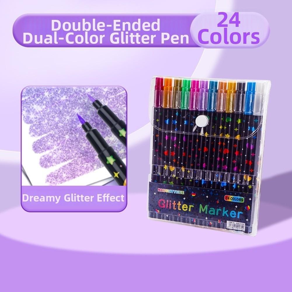 24/48/72/96 Colors Double-Ended Glitter Pens Quickly Dry Watercolor Pen  Drawing Painting