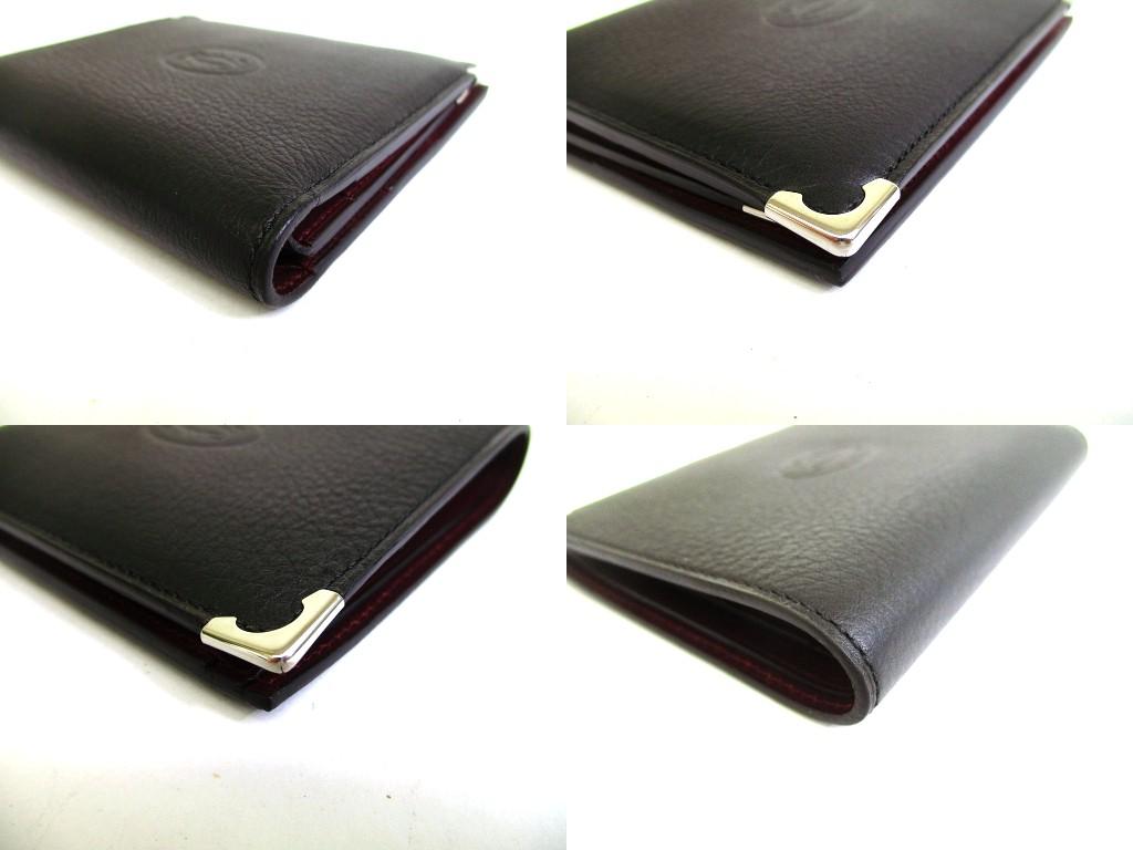 Authentic Cartier Must de Cartier Black Leather Bifold Bill Wallet Purse #b279  Seller refurbished