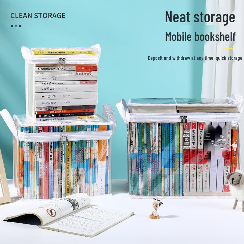 Foldable Dustproof Transparent Bookshelf Organizer with Large Capacity
