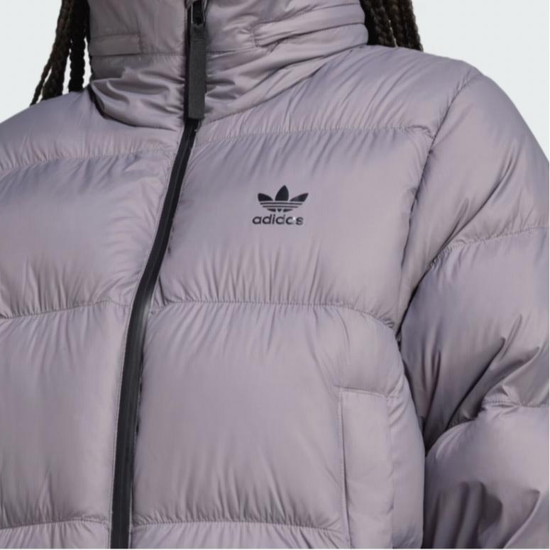 Adidas Originals Regendown Puffer Crop Zip Teplá Sportovní Volná Dlouhý Rukáv Prošívaná Bunda Ženy bundy Stínově Šedá IY2374