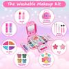 Kids Real Washable Makeup Kits for Girls with Mirrors, Fashionable Handbag Storage Design,Princess Toys Cosmetic Set, Gifts