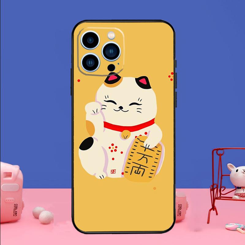 Japanese Lucky Cat Art Phone Case For iPhone 17 16 15 14 13 11 12 Pro Max Plus 13 12 Mini 16e 17 Air Bumper Cover
