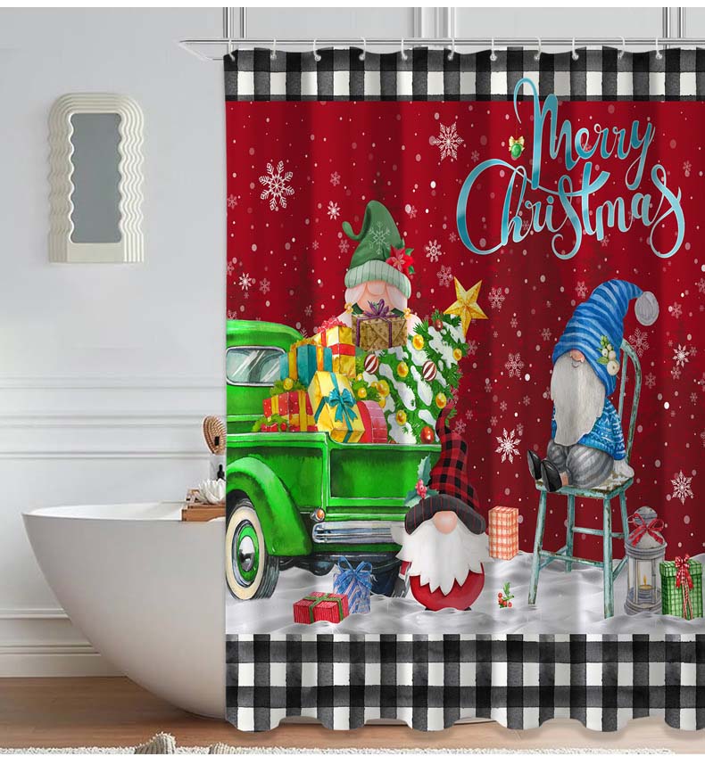 Christmas Day Printed Shower Curtain Bathroom Curtain Waterproof Fabric Polyester