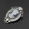 Vintage Courtly Brooch: European Alloy Silver Antique Lapel Pin with Embossed Woman's Head Design