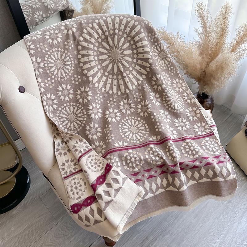 Autumn And Winter Scarf Women'S Cashmere Double-Sided Dual-Purpose High-Grade Texture Shawl Air Conditioner Warm Wool Scarf