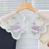Embroidery Colorful Flower Detachable Collar Elegant Lace Shawl Faux Collar Capelet Scarf for Womens Clothing Accessory