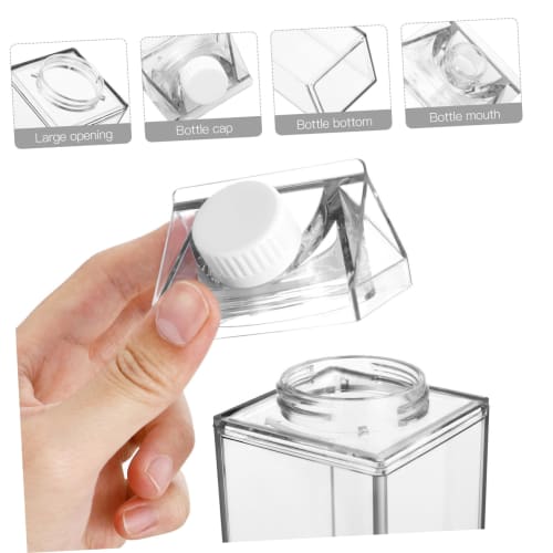 Frcolor Clear Milk Cup, Milk Carton Water Bottle, Milk Carton Container, Refrigerator Drink Container, Clear Container, Clear Water Bottle, Travel Wat