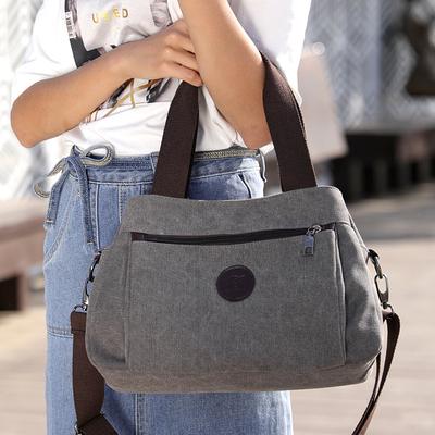 Canvas Women's Bag Casual Women's Single Shoulder Bag with Solid Color Wear-resistant  Handbag Crossbody Bag