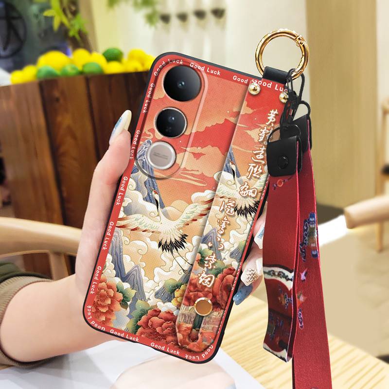 Elderly Lady Dirt-resistant Phone Case For VIVO V50 Lite 5G Global Waterproof Lanyard For Mom Silicone Back Cover Ring