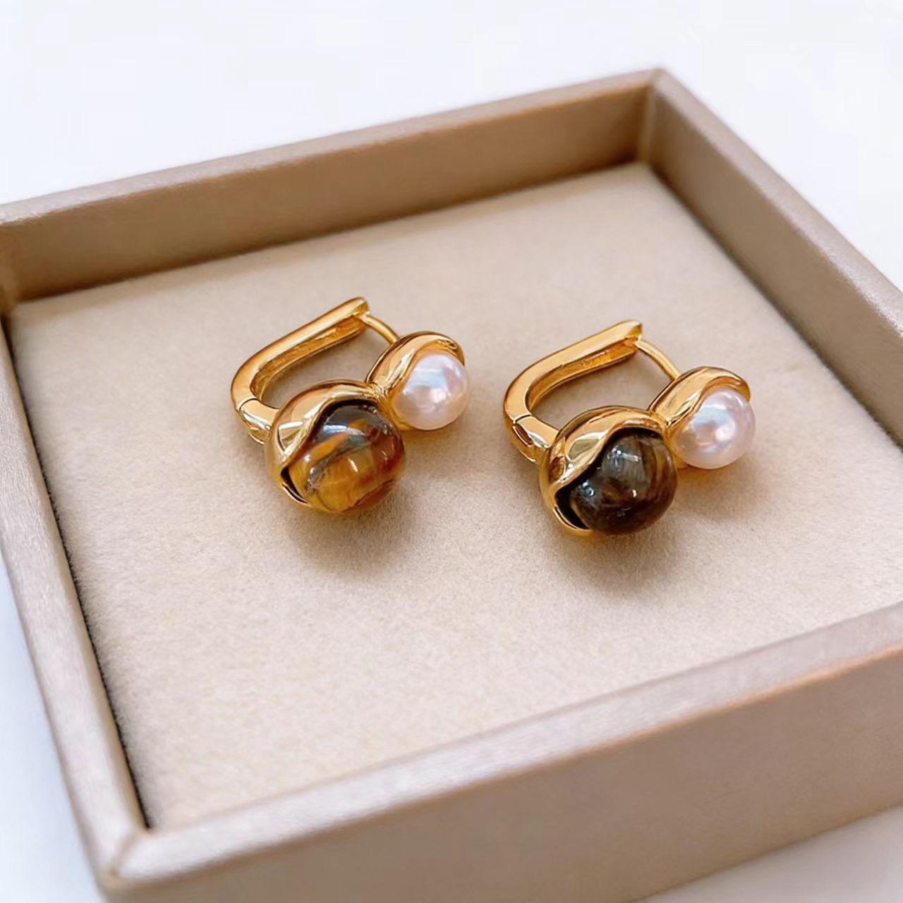 Retro Pearl High-End Fashion Chinese-Style Versatile Earrings for Women