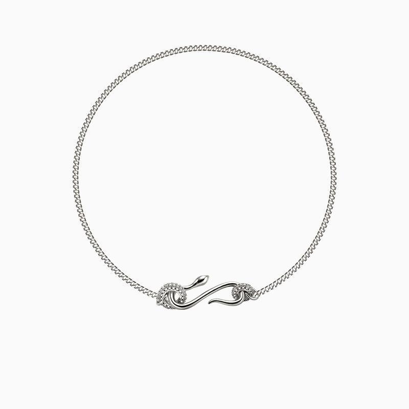 Necklace Sweater Chain Neutral Personality Niche Tide Cool Full Diamond American Ring Spirit Snake Collarbone Neck Chain Tide