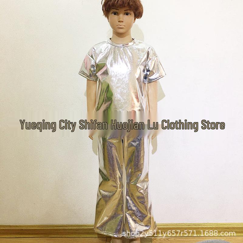 Children's Sparkly Gold T-shirt - Short Sleeve Performance Costume for Boys and Girls