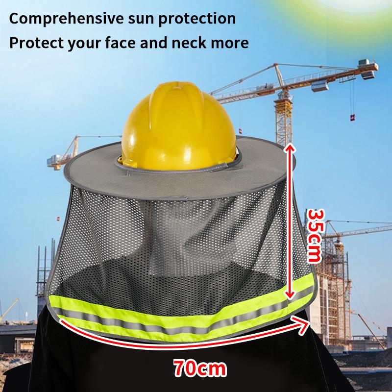 Cappello di sicurezza con protezione solare estiva, protezione per il collo, strisce riflettenti, berretto di sicurezza per lavoratori edili