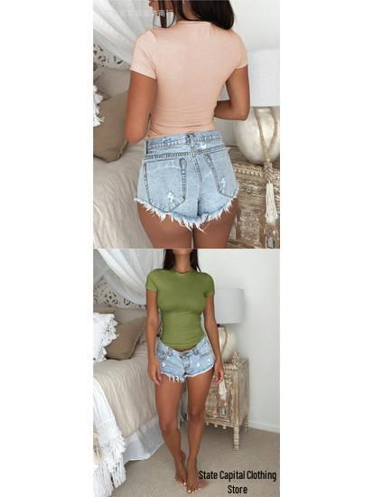 Women's Solid Color Slimming Short-Sleeve T-shirt - YK Style Spring/Summer Collection