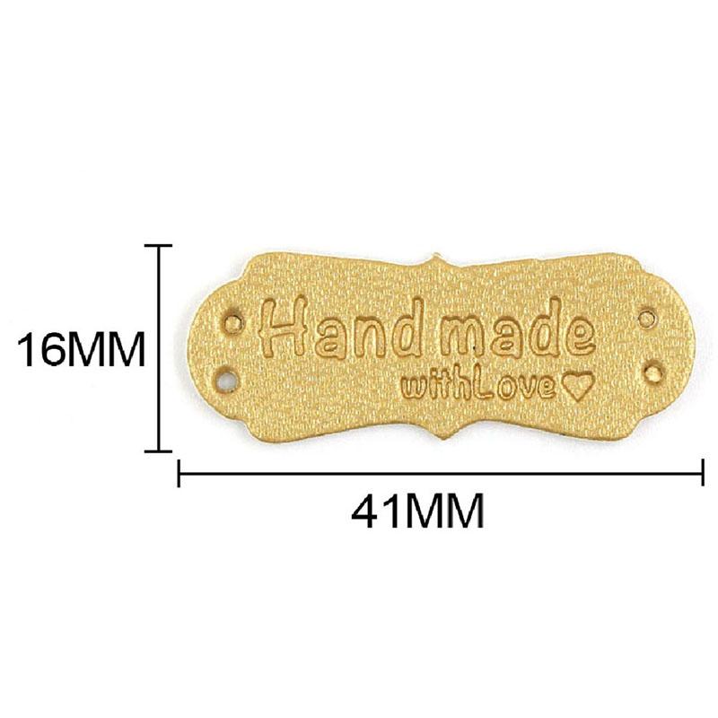 50Pcs PU Leather Tags Handmade With Love Labels Sewing Craft DIY Knittin Tags Clothing Label