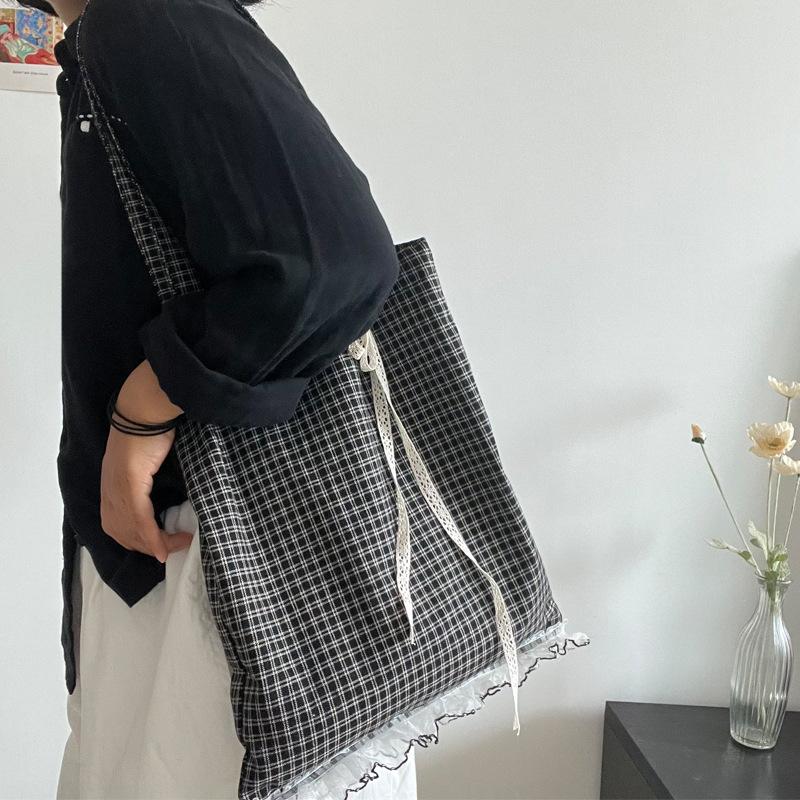 Back To School Retro Polka Dot Heart Commuter Canvas Tote Bag, Large Capacity Suitable For University Students, Handbag, Shoulder Bag