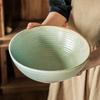 Gradual Change Large Bowl Coarse Pottery Soup Bowl Household Retro Ceramic Bowl Old Ring Pattern Tableware Vegetable Bowl Round Fruit Bowl