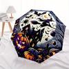 1pc Halloween Spooky Automatic Open/close Umbrella, 8-Rib Sturdy Structure, Portable Travel Umbrella, Parties, Everyday Use, Outdoor Accesso