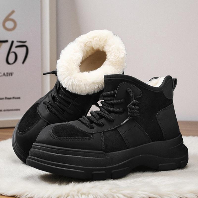 Winter Mens Platform Snow Boots Fashion Thick-Soled Fleece-Lined Cotton Shoes For Men Comfort Warm Cotton High-Top Boots For Men