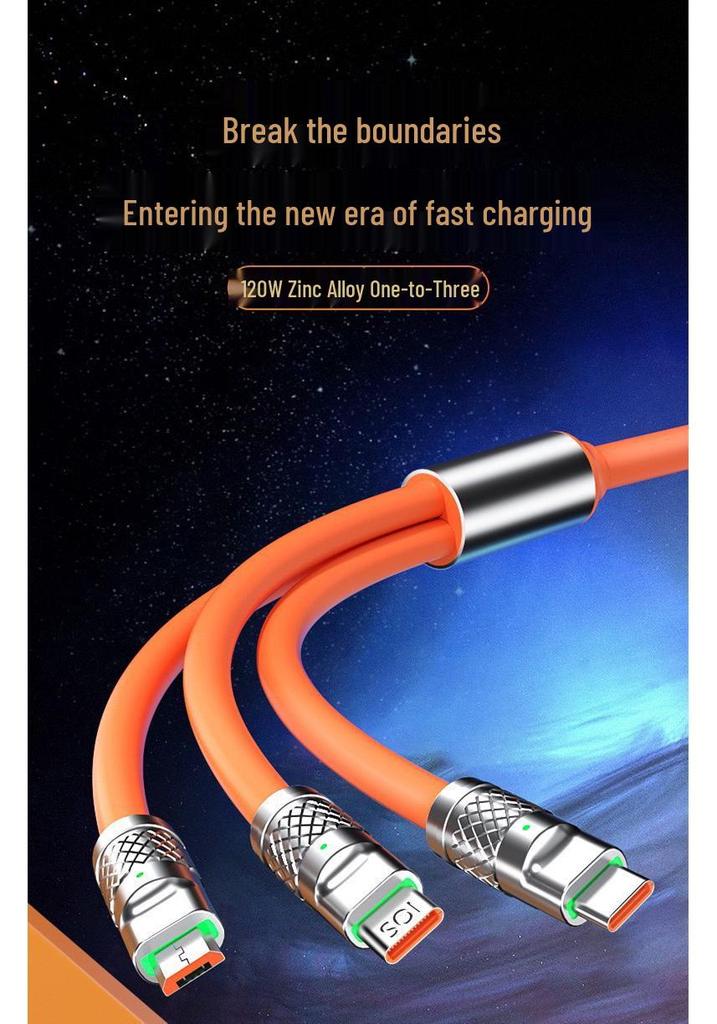 120W Zinc Fast Charging 3-in-1 Cable for Apple, Huawei, Android, Xiaomi