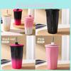 Fashion Letter Printed Stainless Steel Insulated Cup With Straw For Office