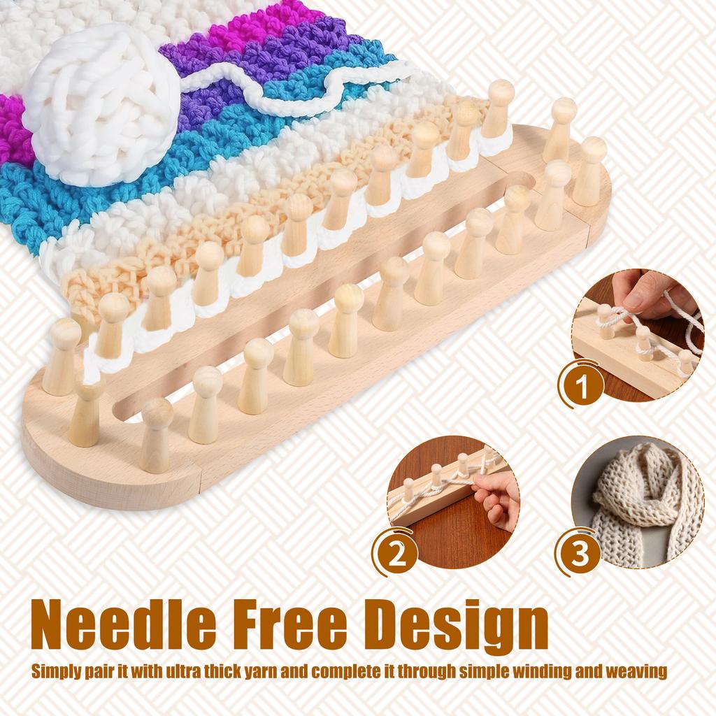 1 Pc Wooden Knitting Frame DIY Throw Blanket Knitting Tools Yarn Craft Easy to Assemble Chunky Knitting Blanket Weaving Frames