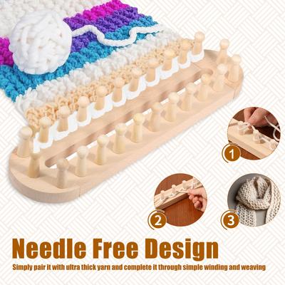Wood Knitting Frame DIY Throw Blanket Reusable Yarn Craft Easy Assemble Crafting Chunky Knitting Blanket Weaving Frame Present