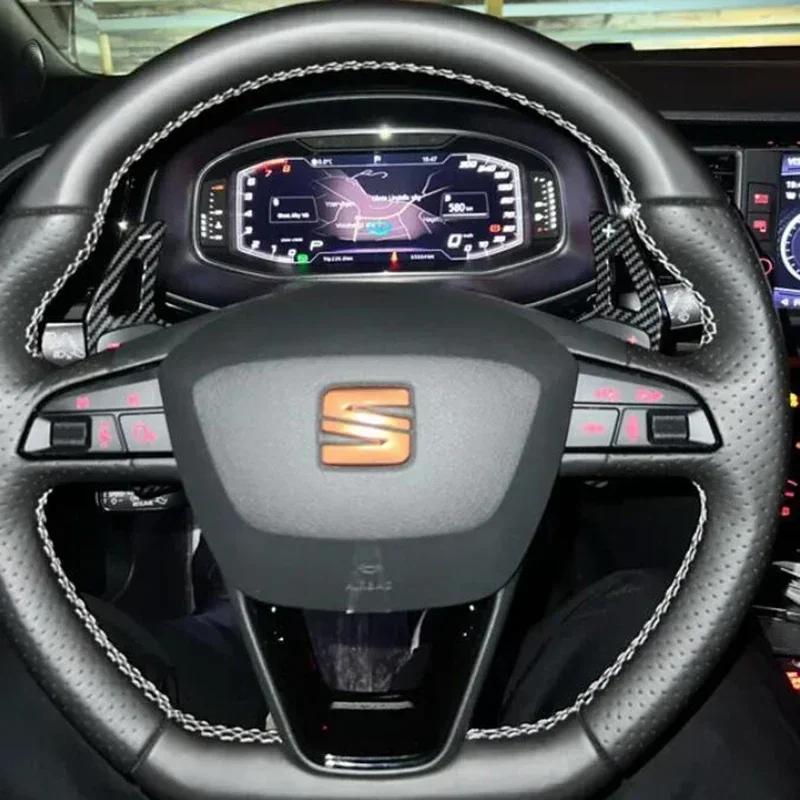 Kierownica z nadrukiem włókna węglowego Łopatki zmiany biegów ABS Do Seat Leon Cupra 4F 5F Mk3 Mk4 Ibiza 6F Arona Ateca Leon St Alhambra