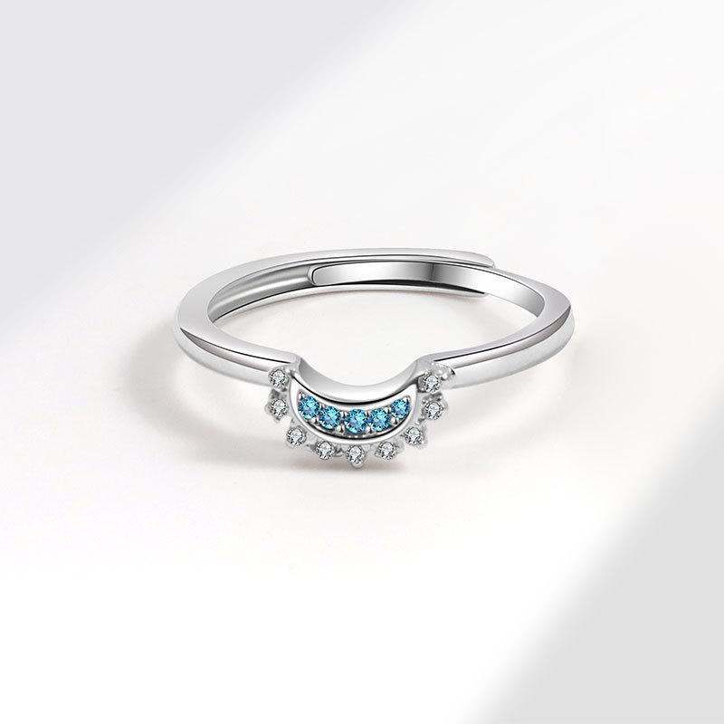 

Персонализированный простой дизайн с изображением солнца и луны, украшенный бриллиантами, парное кольцо с изображением солнца и луны Opening adjustable