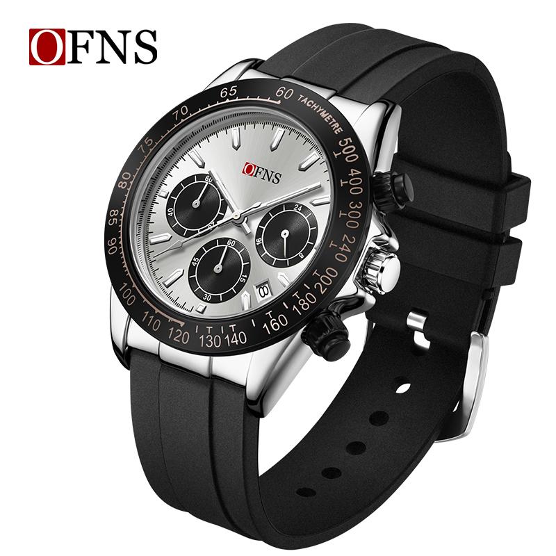 Fashion OFNS 7103 luxurious Men's Quartz Watch Three Eye Six Needle Chronograph Waterproof Night Light Men's Quartz Watch