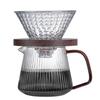 Cafetera de 350ML/500ML con Pico en Forma de V Diseño Rayado Vidrio Patrón Vertical Cafetera para Compartir Café para el Hogar
