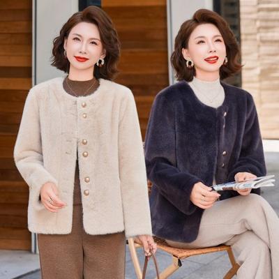 Women's New Dopamine New Short Mink Fur Integrated Jacket with Fleece and Thicker Temperament Women