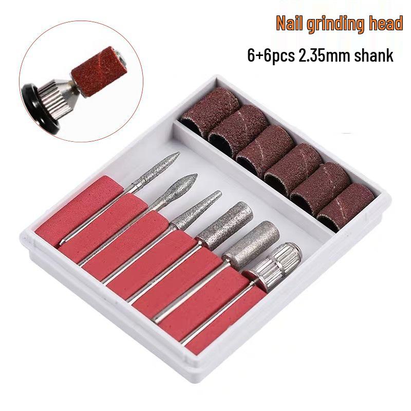 6-Piece Diamond Nail Grinding & Polishing Set, 2.35mm Manicure Heads