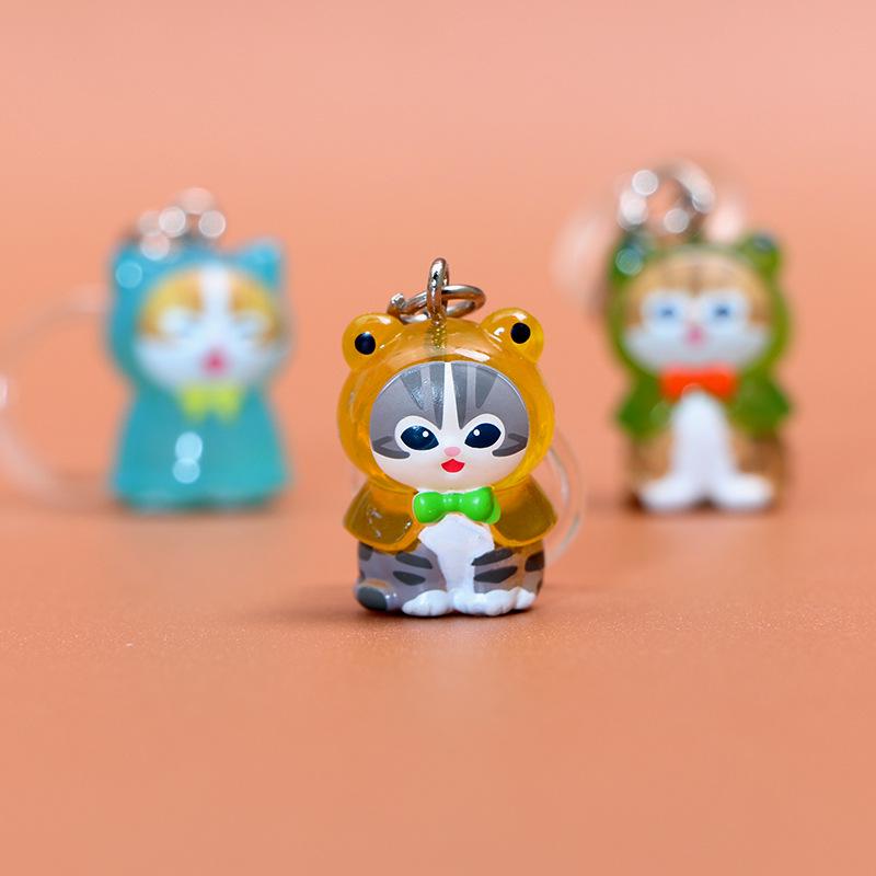 Cat Fu Shan Di Blind Box Pendant: Transparent Raincoat, Cute Healing Mobile Phone/Car Charm Keychain