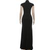 New Autumn/Winter Women's Fashion High Slit Stand Collar Hollow Out Slim Fit Dress
