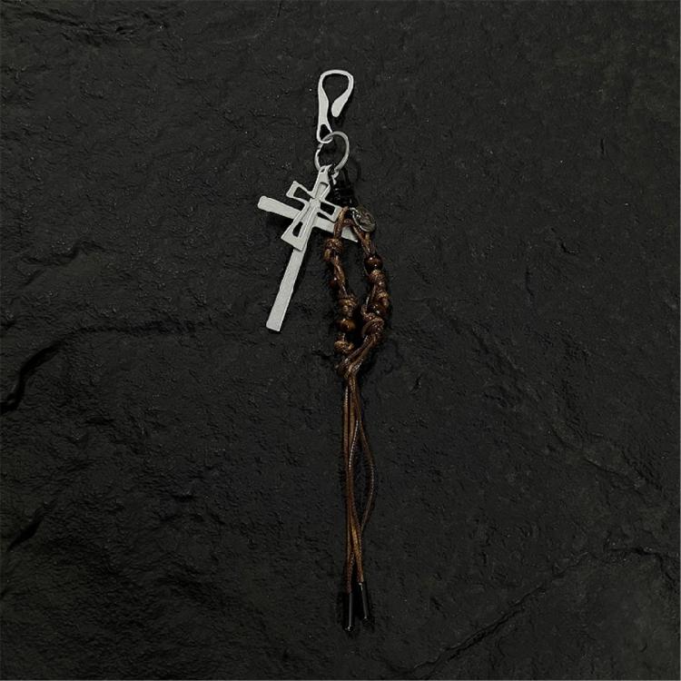 Multifunction Braided Rope Crosses Pendant for Keychain Bag Decoration Unisex Fashion Accessory Gift