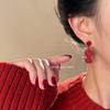 Rotes Schlangenjahr Hängeohrring Herz 2025 Ohrringe für Damen Trendige Neujahrs-Ohrringe Hipster