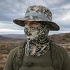Camouflage Sonnenhut mit Sturmhaube Gesichtsmaske, UV-Schutz Herren Hut mit breiter Krempe, Atmungsaktiver Fischerhut für Outdoor Angeln Wandern Radfahren