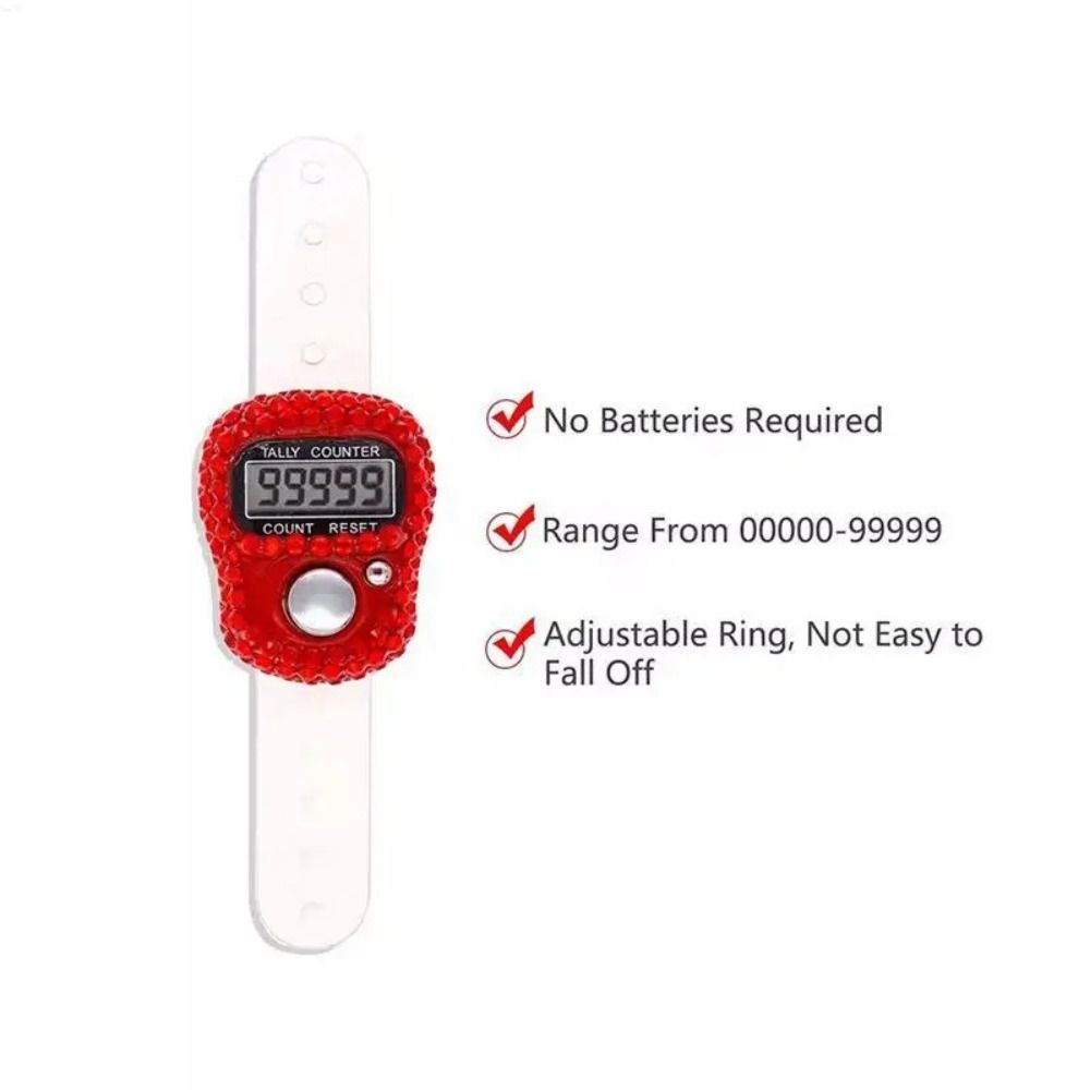 Diamond Decor Ring Counter Adjustable Strap Finger Tally Counter  Inventory Count