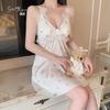 Women's Plus Size Silky Deep V Padded Sleep Dress Lounge Set