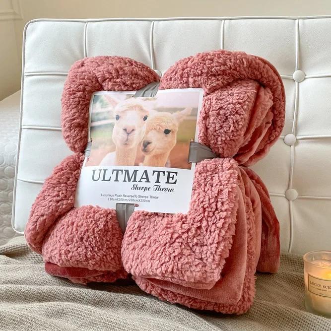 Fashion Best-selling Lamb Wool Blanket Solid Color Thickened Blanket Lunch Break Blankets Warm Bed Sheet Mantas De Cama Cobijas