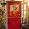 Rustic Autumn Home Accents Gnome Maple Leaf Wreath with LED Lights, Pointed Hat Harvest Decor Lights Door Hanging, Farmhouse Fall Thanksgiving