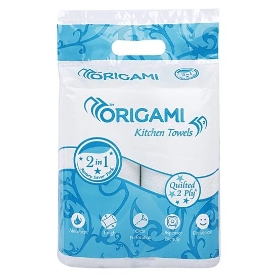 Origami Kitchen Towel 2 Ply - 2 x 1 (60 Pulls Per roll x 2) Total 120 Pulls | Home & Commercial Use