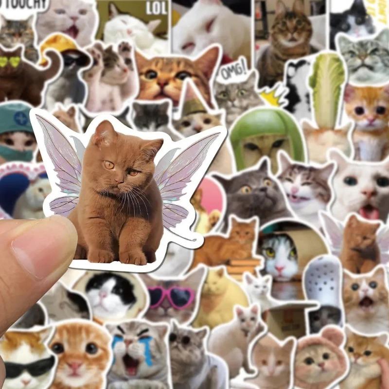 50PCS Funny Cat Sticker Creative Diy Laptop Case Water Bottle Sticker