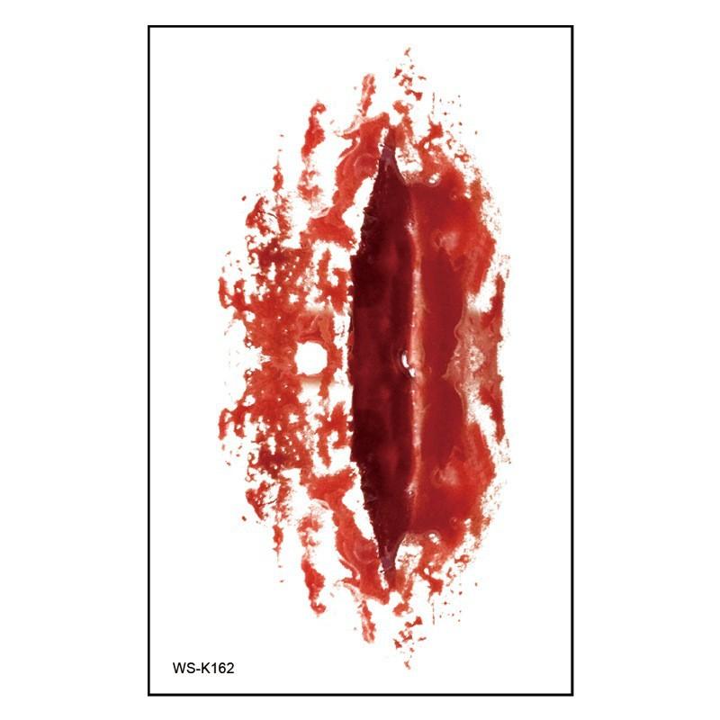 New Halloween Tattoo Stickers Simulated Bloody Scar Stickers Realistic Horror Disposable Temporary Waterproof Stickers