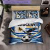 Uruguay Football Pattern 3 Pieces Bedding Set Soft Microfiber Duvet Cover with Pillow Cases for Bedroom