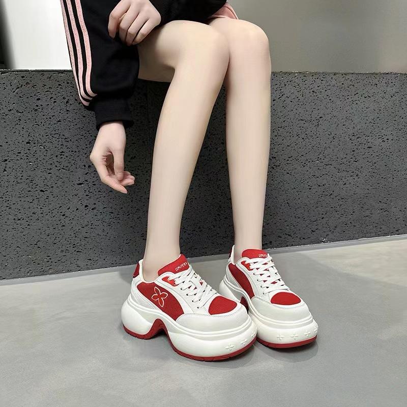 

Zhao Ruth muffin platform shoes heightened cross flower dad shoes women s new casual niche sports shoes 35 красный